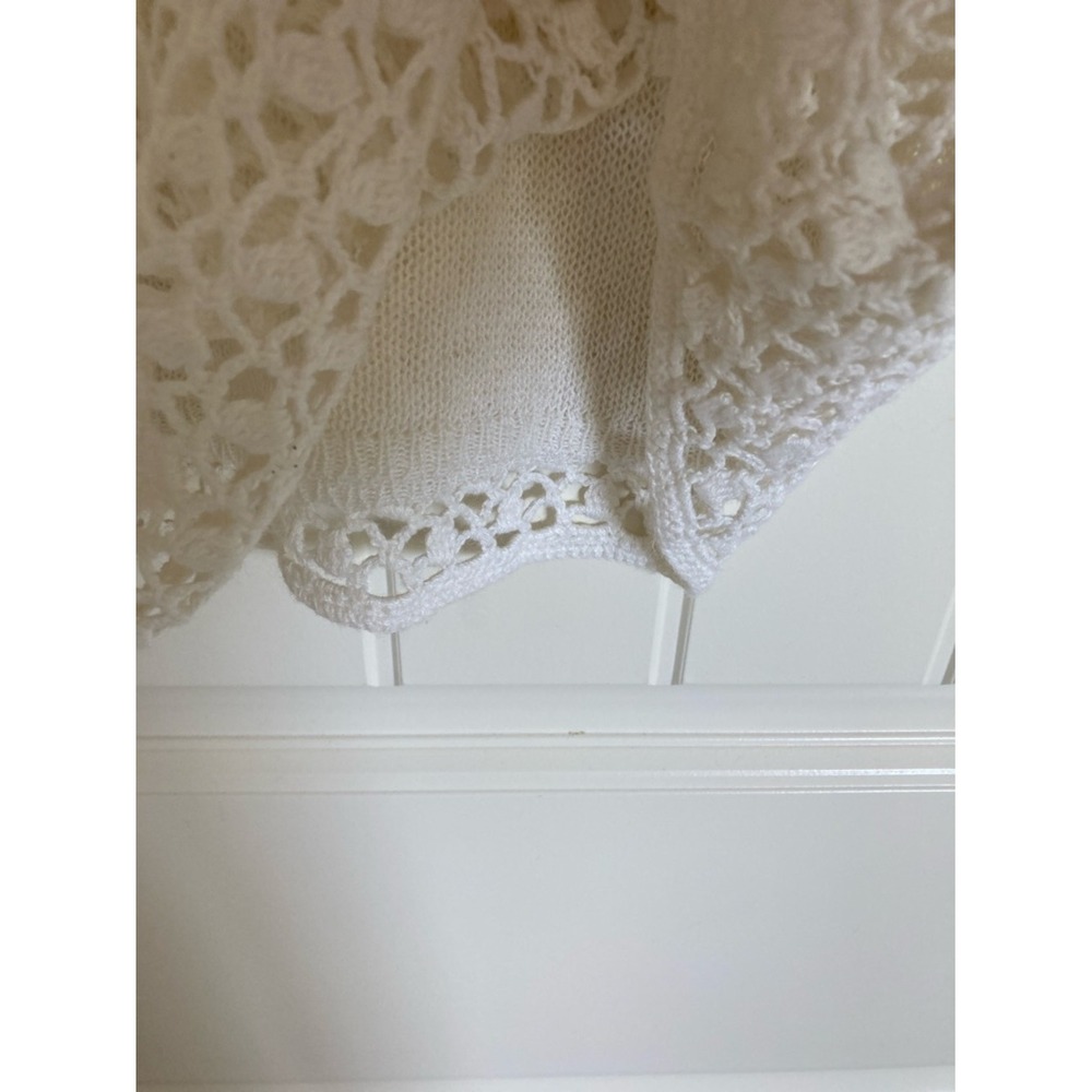 Vtg Norton McNaughton White Crochet Tank Top Size SP Boho Feminine Lined - Picture 6 of 8